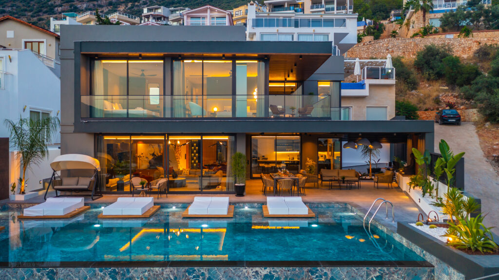 Brand New Luxury Modern 5 Bedroom Villa with Indoor&Outdoor Swimming Pool in Kalkan
